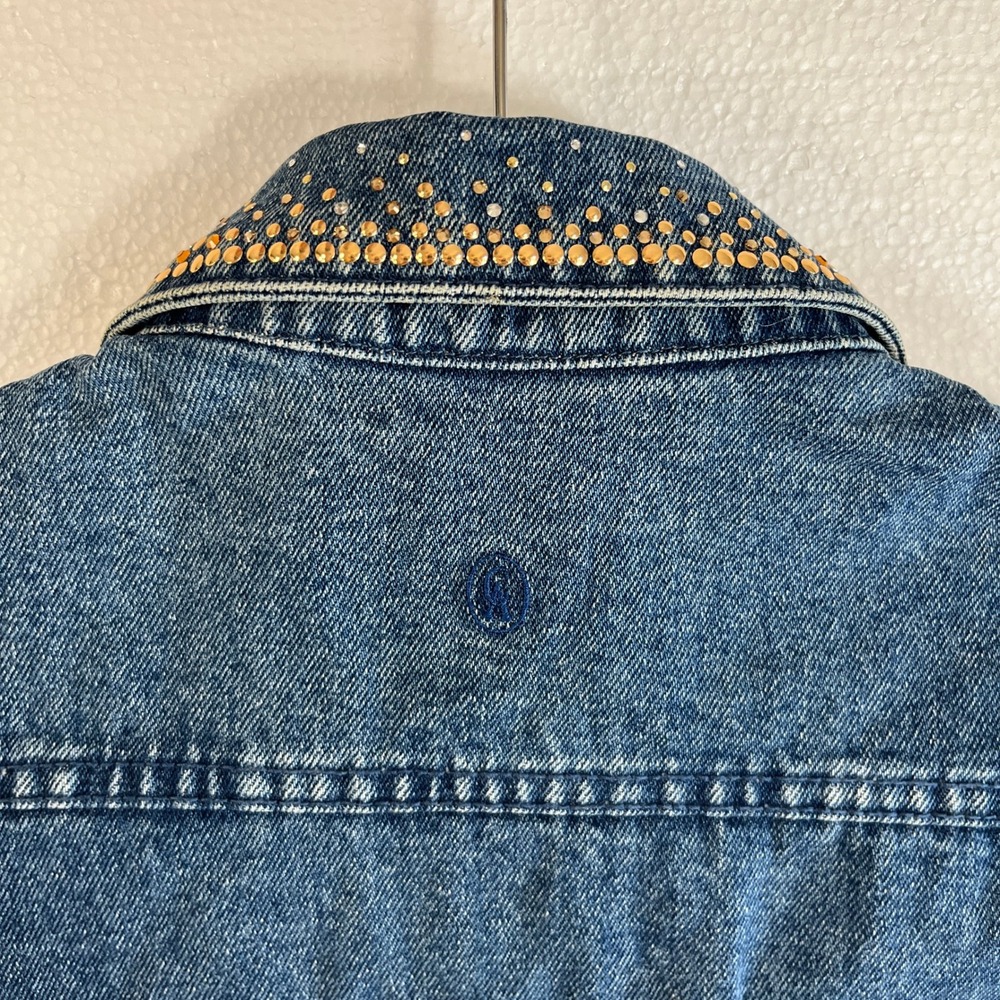 Christine Alexander Denim Vest Blue Jean Size M Rhinestone Bling Cowgirl Western - Picture 6 of 10